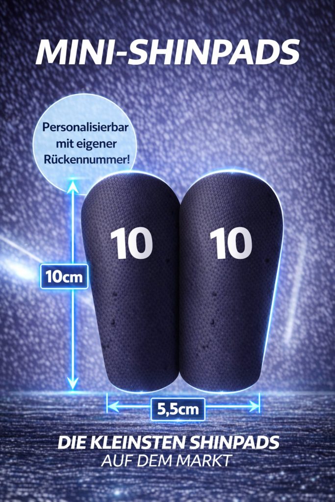 Mini Schienbeinschoner personalisiert – individuell formbar, mit Rückennummer (01–20)